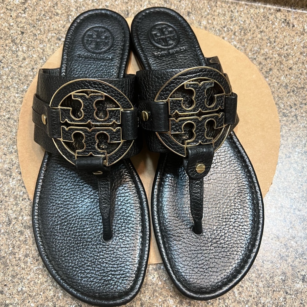 Tory Burch black leather sandals size 11